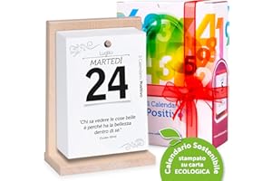 IL CALENDARIO POSITIVO Calendario Positivo 2026 Motivazionale | Con Supporto in Legno di Faggio, da Tavolo | Affronta le Giornate col Sorriso ed un Pensiero filosofico | Idea Regalo geniale | Misure 12x17x5,5 | Luxury Pack