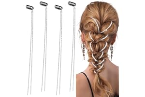 QEQSHQO 4 pièces Chaînes de Cheveux Strass Brillante Barrette Punk Crystal Tassel Cristal Brillant Bijoux pour Femmes et Filles Partie Anniversaire (Longue)