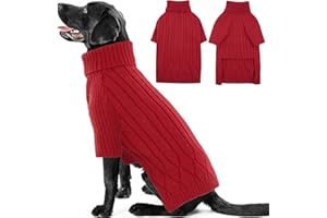 OUOBOB Large Breed Dog Jumpers, Warm Winter Fall Turtleneck Knitwear for Girls Boys, Christmas Sweater, Pet Sweatshirt Clothes Outfit for Great Dane, Doberman (Red XXXXL)