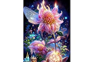 YWKJDDM 5D Diamond Painting, DIY Diamant Painting Bilder, Cross Stickerei Malerei Arts Erwachsene Kits Full Set Strass für Home Wall Décor 30x40 cm (Rosa Chrysantheme)