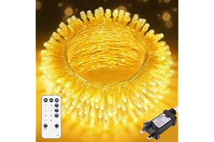 LYSUMURL 20M 200 LED Fairy Lights Plug In, Warm White String Lights with Remote, 8 Modes 3 Timers 4 Brightness, IP44 Waterproof Mains Powered Indoor Outdoor Christmas Fairy Lights for Bedroom Garden Decor