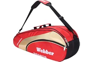 Qchomee Badminton Schlägertasche Schlägerhülle Multifunktionale Tasche Große Kapazität mit Verstellbarem Schultergurt & Tragegriff Squash Tennis Racket Bag