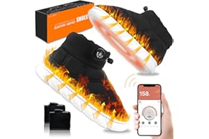 ZONSUSE Ogrzewane buty dla mężczyzn i kobiet, elektryczne buty grzewcze za pomocą aplikacji, elektryczne ogrzewacze stóp, akumulator 7,4 V, 3000 mAh, adapter EU, 3 stopnie ogrzewania, prezenty dla