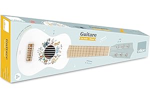 VILAC - Guitare Les Animaux du Monde - Sarah Betz - Jouet Musicale - 1 Guitare en Bois laqué et illustré avec 6 Cordes + 1 médiator en Plastique. - Jeux d'Eveil - Dès 3 Ans - 7109