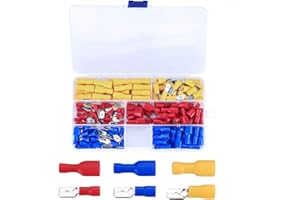 LJHOME Male and Female Insulated Terminals, Spade Wire Crimp Connector, Electrical Terminals(Red, Yellow, Blue, 150 Pcs)