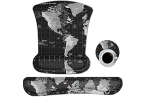 ToLuLu Juego de Almohadilla para Teclado y Alfombrilla de ratón ergonómica, con Soporte de muñeca para Ordenador portátil, Alfombrilla de ratón de Gel y Almohadilla de muñeca con Espuma de Memoria