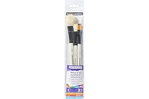 Daler Rowney Estuche con 3 Pinceles DALER ROWNEY Graduate : Paletina Oval de Pelo de Cabra blanca 3/4”, 1/2”, Sintético Plano Lavis 1/2”