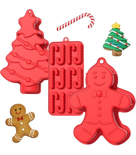 Moules à Chocolat De Noël En Silicone - 4 Plaques De 12 Cavités (bonhomme Pain D'épice, Canne...), Alimentaire, Antiadhésif - 5