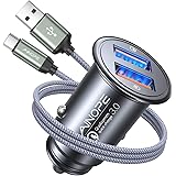 AINOPE USB Auto Ladegerät, [Duales QC3.0 Port] 36W/6A KFZ Schnellladung Zigarettenanzünder, Mini Metall Adapter mit 1M Nylon 