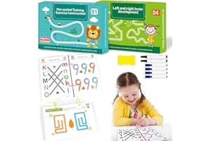 TANGDUDU Scribble Smart Workbook, Cahier Effaçable, Réutilisable, Cahier pour Apprendre à Écrire, Cahier Écriture Maternelle, Livre Préscolaire, Montessori Cahier Activité 2 3 4 5 6 Ans (Level 1+Level4)