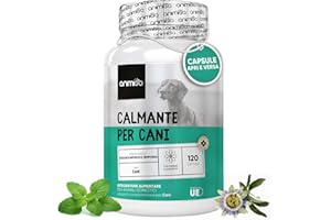 ANIMIGO Calmante per Cani 120 Capsule, con Ashwagandha, Melissa, Passiflora, Vitamina B1, Magnesio e Taurina, Integratori per Cani (Fino a 37kg e Oltre), per Solutidine, Rumori Forti, Viaggi, Iperattività