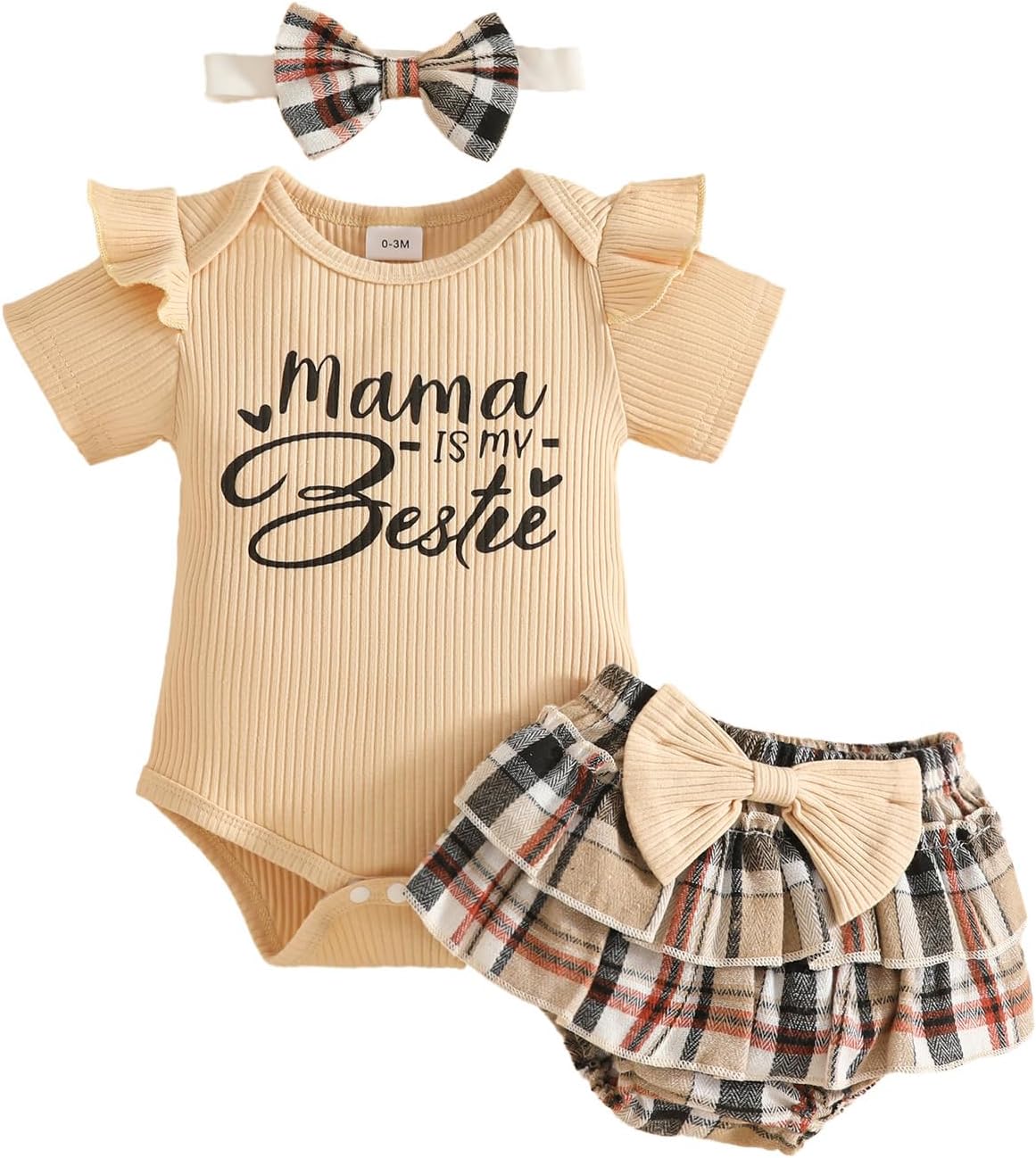 Eqenkely Conjunto Vestido para Niñas Recién Nacidas Top de Punto con Volantes de Sin Mangas + Bowknot Faldas + Diadema 3Pcs Elegante Ropa Trajes