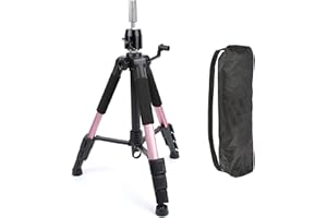 BEYOND YOUR THOUGHTS Manichino Treppiede Stand Tela Blocco Formazione Bambola Testa Manichino Parrucca Stand per Cosmetologia Parrucchiere (Oro Rosa)