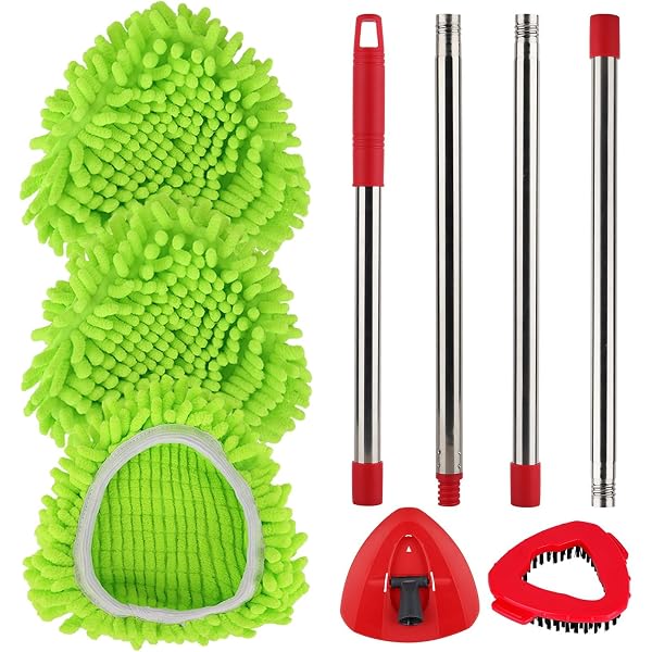 Tête De Balai Rotative + Accessoires Compatible Vileda Turbo - Microfibre, Brosse, Poignée Réglable - 3