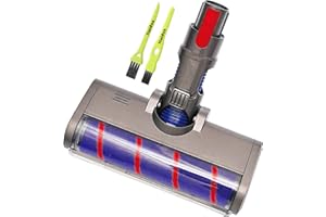 Italdos Brosse Rotative Motorisée Électrique Turbo compatible pour Dyson V7 V8 V10 V11 Rouleau Souple pour Parquet Carrelage et Lumière Led Automatique