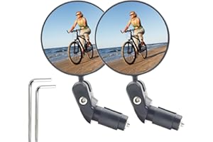 Xynovate 2 Pcs Bike Mirrors, Bar End Bike Mirrors, 360 Dregree Adjustable Rotation Handlebar Convex Mirror for Mountain Road Bike Cycling