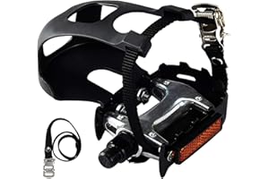 COZYROOMY Pedales de Bicicleta, Pedal híbrido con Jaula y cinturón, Adecuado Bicicleta estática Fitness, Bici Spinning y Todas Las Bicicletas con un Eje de 9/16 Pulgadas. 6 Meses de Garantia