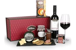 Cheese and Red Wine Hamper - Merlot, Cheddar Cheese, Chutney, Oatcakes & Pate - Christmas Hampers for Couples, Gift for Men, Birthday Gift Hampers for Women, Red Wine Gift Set - by Hay Hampers