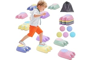 MAYCOLY Balance Stepping Stones 5Pcs Balance Block Kids Sensory Mats Tactile Discs with Anti-slip Rubber Ring Garden Toy Obstacle Course Indoor Outdoor Play Equipment for 3+ Toddlers Boys Girls