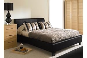 CROWNBEDSUK MODERNIQUE® 4ft6 Double Black Designer Modern Faux Leather Bed Frame