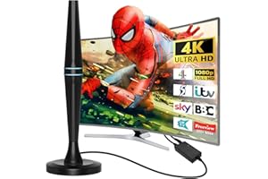 Travel Packaging Cube TV Aerial Indoor- Digital Indoor Aerial 250+ Miles Long Range - Amplified HD TV Antenna Indoor for Freeview Support 4K 1080P Local Channels with Booster & 16.3 ft Coax Cable