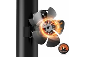 Yontwe Ventola magnetica a 5 pale per stufe a legna Ventilatore per camino alimentato a caldo Ventilatore silenzioso con protezione da surriscaldamento per stufe a legna Caminetti