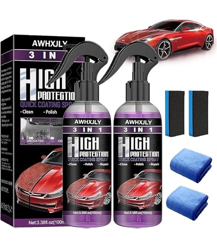 Spray De Revêtement Rapide Pour Voiture - Effet 3 En 1 : Brillance, Protection, Réparation Des Micro-rayures - Lot De 2 Flacons - 11