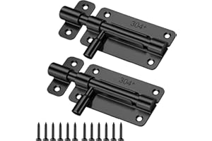 FERUCHUN 2 Stück Schieberiegel,4 Zoll Riegelschloss Edelstah,Schubriegel Tor,Türriegel mit Verriegelungsloch für Gartentor,Fenster usw (Schwarz)