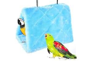 MATT SAGA Vogel Papagei Hängematte hängen Höhle Käfig Vogelnest Plüsch Hütte Zelt Bett Warmes Vogel Winternesthaus oder Käfig-Spielzeug für Ara Wellensittiche Nymphensittiche Kakadu Kanarienvögel (L, Blau)