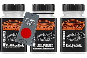TRISTARcolor Peinture voiture Kit crayon de retouche peinture pour KIA A2R Shiny Red Metallic Peinture de fond peinture de base vernis clair 50 ml chacun
