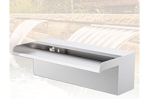 ‎LONGRUNNEW LONGRUNNEW Teich Wasserfallklingen Set, 30 cm Edelstahl Poolfontäne mit Zubehör, Breite 15 cm Auslauf Wasserspiel Wasserfallkaskade für Garten Patio Teichdekoration