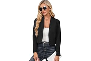 YesFashion Blazer Damen Elegant Langarm Blazer Kurzblazer Offene Jacke Breathable GanzjäHrig Casual Business BüRo