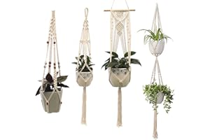 newsbirds 4 Packs Macrame Plant Hangers Hanging Planter Basket 4 Legs Handmade Hanging Plant Holder Decorative Flower Pot Holder for Indoor Outdoor Home Decor