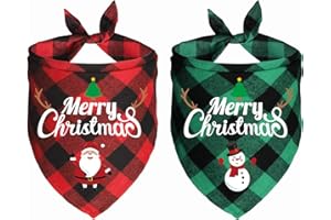JOTFA 2 Pack Christmas Dog Bandanas, Plaid Dog Puppy Bandana Scarf, Dog Costume for Small Medium Large Dogs