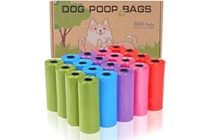 AITODOS TA AiTodos® 300 Stück Hundekotbeutel, 5 Farben, Hundetüten Kotbeutel, Kotbeutel für Hunde - 30 * 21,5 cm, Polyethylen-Material, Tragbar - Lila, Blau, Grün, Rot, Rosa (20 Rollen, 15 pro Rolle)
