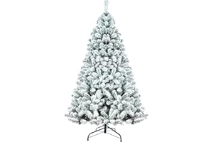 SHAVINGFUN Künstlicher Weihnachtsbaum mit Schnee beflockt,PVC Weihnachtsbaum,mit 600 Spitzen und Schnellaufbau Klapp-Schirmsystem,Naturgetreu,unechter Tannenbaum inkl.Metall Christbaum Ständer