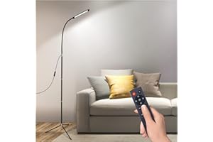 AMEZIN LED Floor Lamp for Living Room,Dimmable Adjustable Standard Lamp for Bedroom,Remote Control Portable Standing Lamp, 10w Timer Flexible Modern Tall Lamp, Gooseneck Tripod Stand Light for Reading