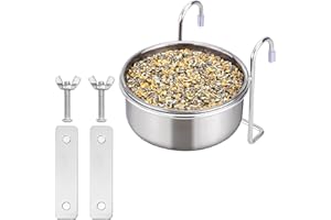 Navaris Ciotola per Gabbia - Ciotolina per Acqua e Cibo Ø 10 x 4,5 cm - da Appendere in Acciaio - Comoda per Uccelli Porcellini d'India Cincillà - Facile da Pulire