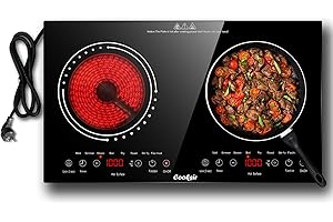 ‎COOKSIR Cooksir Glaskeramikkochfeld 2 Platten mit Stecker, 60CM Kochfeld Einbau oder Tragbar, 3600W, Keramikkochfeld unabhängige Heizzonenregelung, Infrarot-Wärme, Sicherheitsverriegelung, Timer, 230V