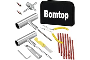 Bomtop Reifenreparaturset, Reifen Reparaturset Set Schlauchlos Reifenreparaturset Autoreifen Reparaturset Flicken Satz, Notfälle Autoreifen Flickzeug Pannenset für Auto Motorrad PKW, LKW, ATV, Jeep