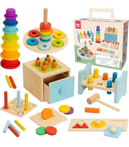 Wuddis Cube D'Activité Bébé 4 En 1 - Jouet Montessori 1 An Bois FSC Motricité
