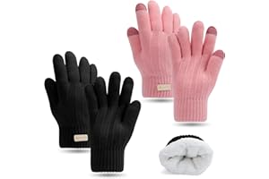 Mayoii 2PCS Winter Gloves for Men and Women, Thermal Knit Touchscreen Gloves with Fleece Lining, Thermal Glove Womens For Running, Ski, and Cold Weather