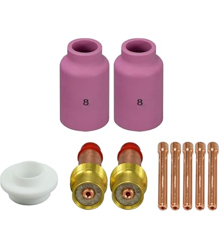 Tig Gas Lens Kit RIVERWELD TIG Stubby Gas Lens 17GL332 3/32'' 2.4mm 10N24S & TIG Collet Tig Cups