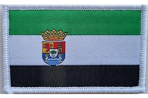 Parche Extremadura con Velcro, comunidad de Extremadura,Tejida oficial 8 cm x 5 cm para Mochila, Chaleco, Gorras. Parche para Ropa Militar y Motera (Extremadura) MateyCo