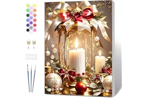 Fumupe Malen Nach Zahlen Weihnachten Erwachsene mit Rahmen, Malen Nach Zahlen Kerzen, Diy Set Erwachsene Handgemalt Ölgemälde Leinwand Geschenke für Weihnachten Home Deko, 20x30cm