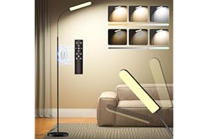AmazeFun Stehlampe Wohnzimmer, LED Stehlampe Dimmbar, 18W Leselampe Stehlampe 360° Verstellbarer Schwanenhals, Modern Stehleuchte mit Fernbedienung und Touch Control für Schlafzimmer Büro Wohnzimmer