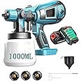 Paint Sprayer for Makita 3000mAH Battery*2 Cordless Paint Sprayer 3~20cm Painting Distance 3 Nozzles(1.0/1.8/2.5mm) Cleaning Kit 3 Patterns Handheld for Walls Ceilings, Fence, Wood