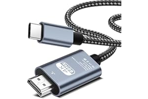 APKLVSR Câble USB C vers HDMI 4K60Hz T9 2 m tressé, adaptateur HDMI vers USB C, câble HDMI compatible avec iPhone 17/16/15 Pro Max, MacBook Pro/Air, iPad, Samsung S25/S24, Dell, Surface