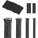 4 Rolls 5M PET Expandable Braided Cable Sleeving Black with 20 Heat Shrink Tubing for Audio, Video, Home Appliances, Automoti