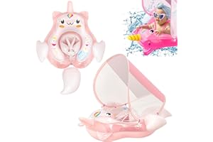 COSORO Bouee Bebe avec Pare Soleil Et Siège De Sécurité 3 à 24 Mois,Bouée Gonflable Flotteur De Piscine pour Bébé,Bouée Bébé Piscine, Anneau Flotteur Piscine, Accessoires Piscine pour Enfant 2 à 4 Ans